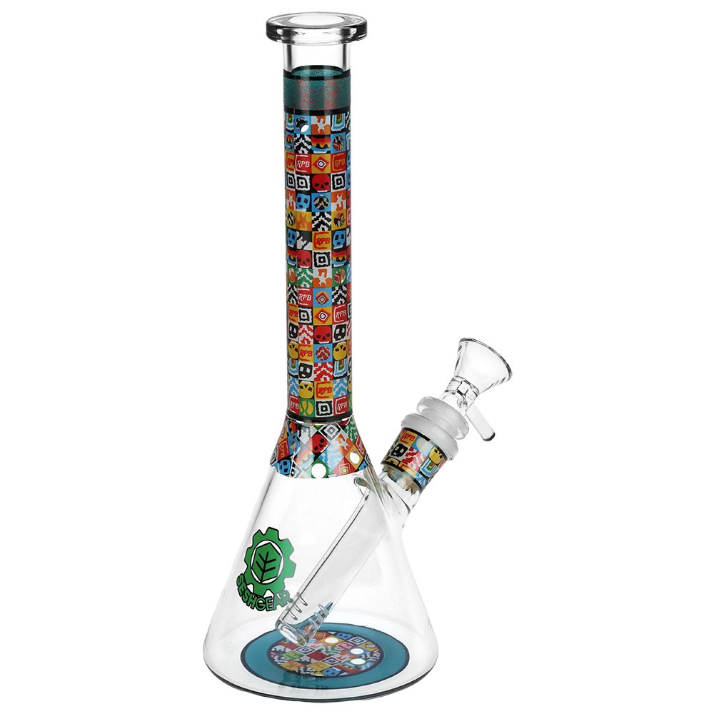Icon Blocks Pattern Beaker Bong - 10"