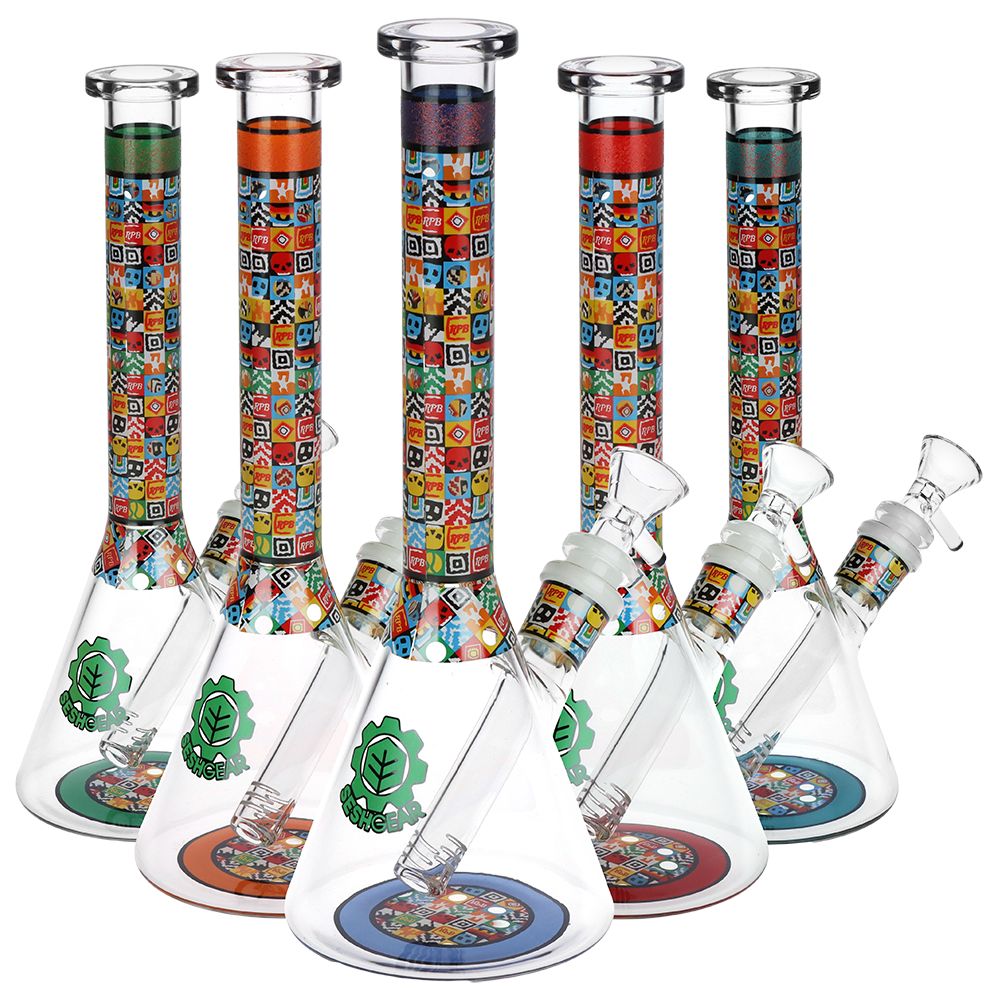 Icon Blocks Pattern Beaker Bong - 10"