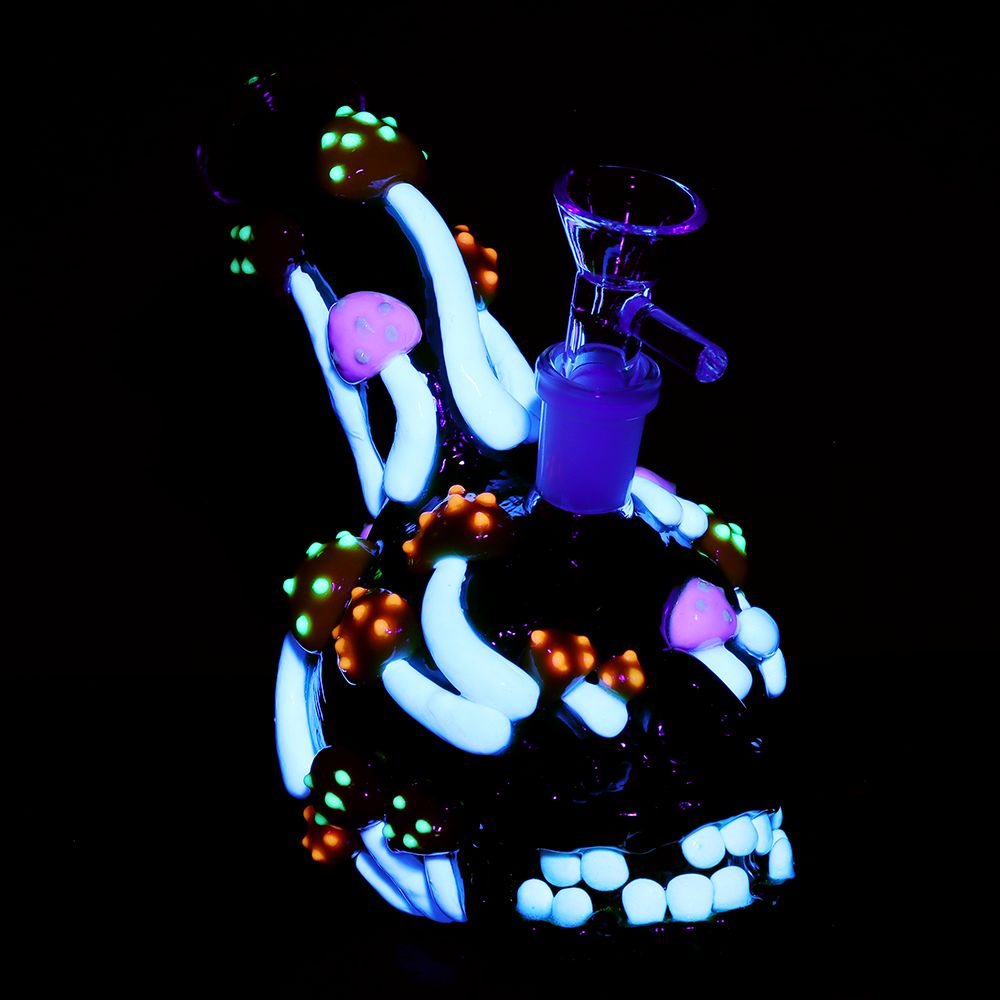 Skull Full Of Shrooms Glass Bong