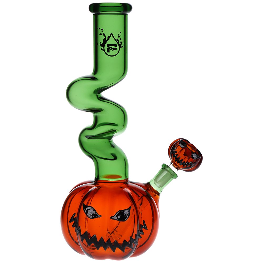Twisty And Wicked Jack-O-Lantern Glass Bong - 11"