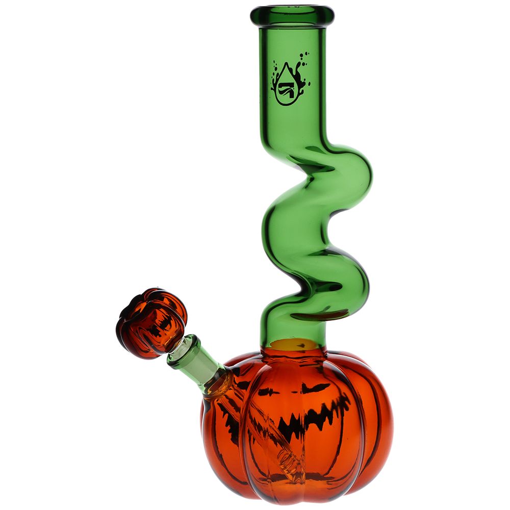 Twisty And Wicked Jack-O-Lantern Glass Bong - 11"