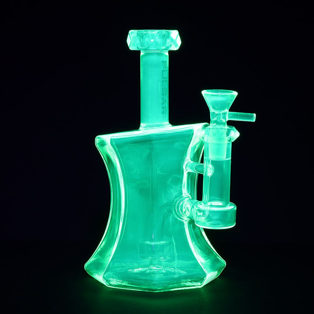 Glowing green glass Bong  on a black background