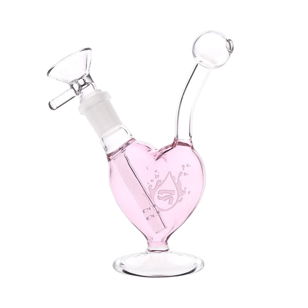 Big Pink Heart Mini Glass Bong - 5.5"