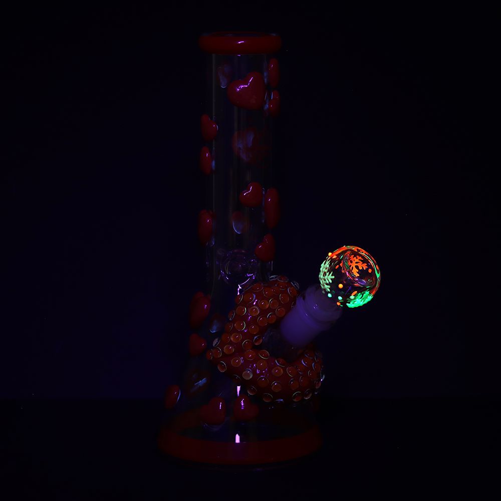 The “Kiss Me Bong” Glow In Dark Beaker - 9.75"