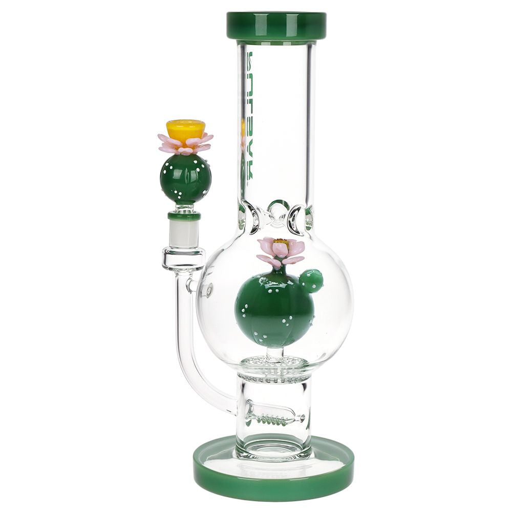 Peyote Bloom Bubble Base Double Perc Glass Bong - 12"