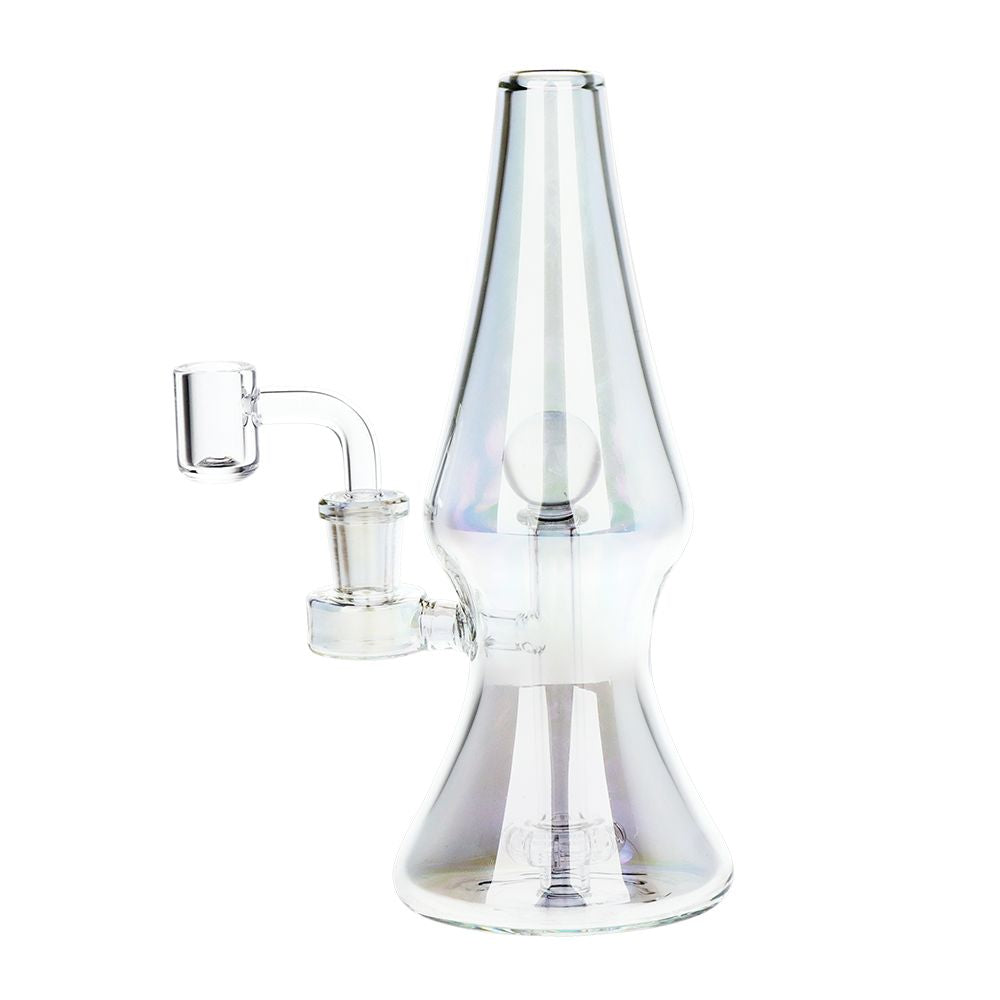 Clear glass water pipe on a white background