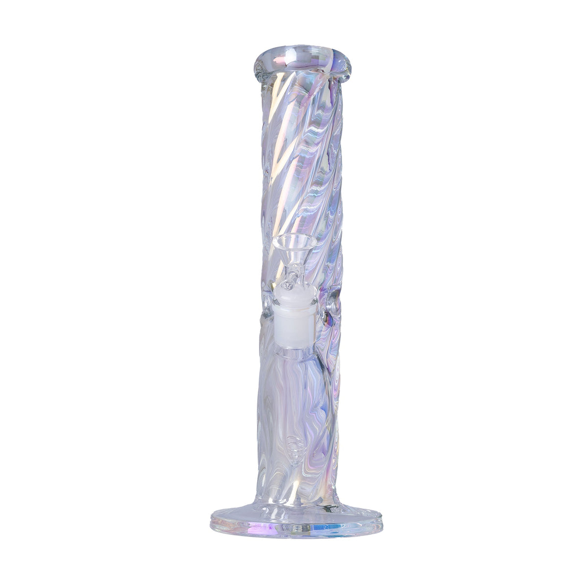 Twisted Iridescent Straight Tube Glass Bong