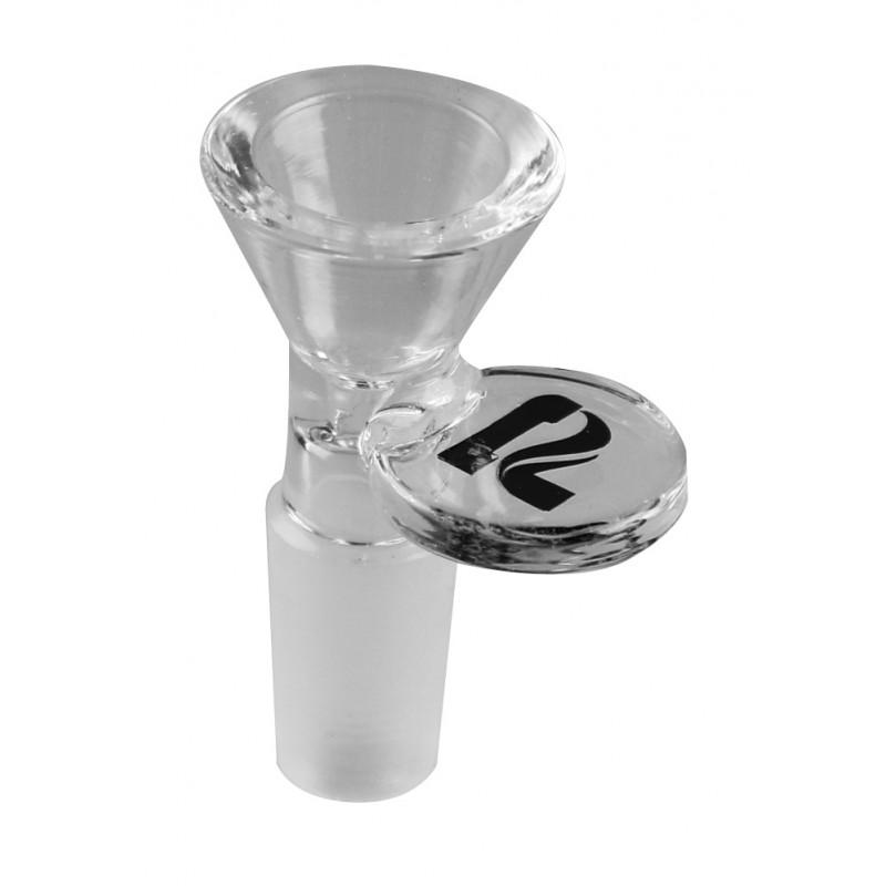 Clear glass bong bowl with on a white background