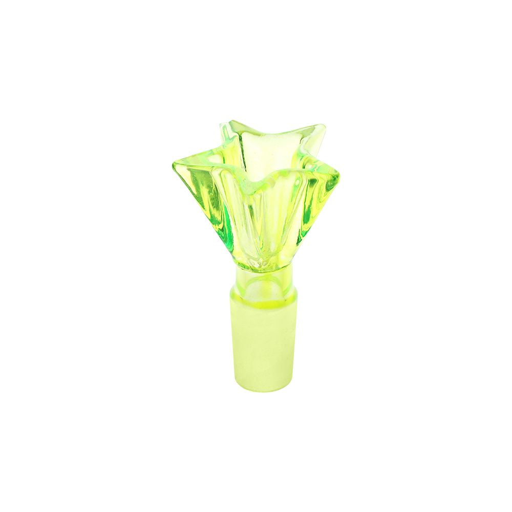 Green plastic flower-shaped bowl on a white background