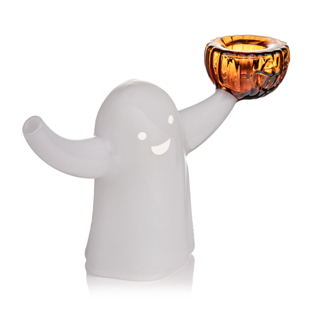 Halloween ghost white glass bubbler 