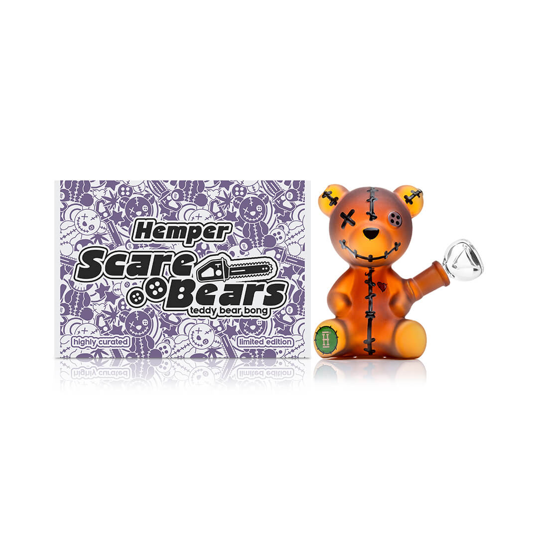 Hemper Scare Bears teddy bear with packaging on a white background