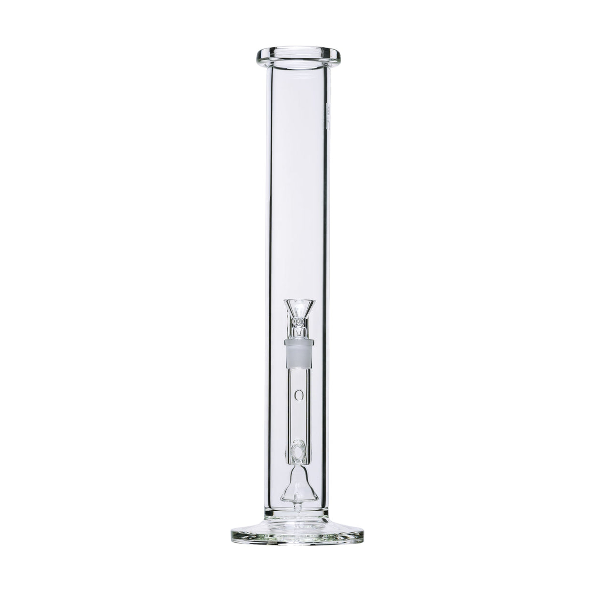 Frong image of Clear glass water pipe on a white background