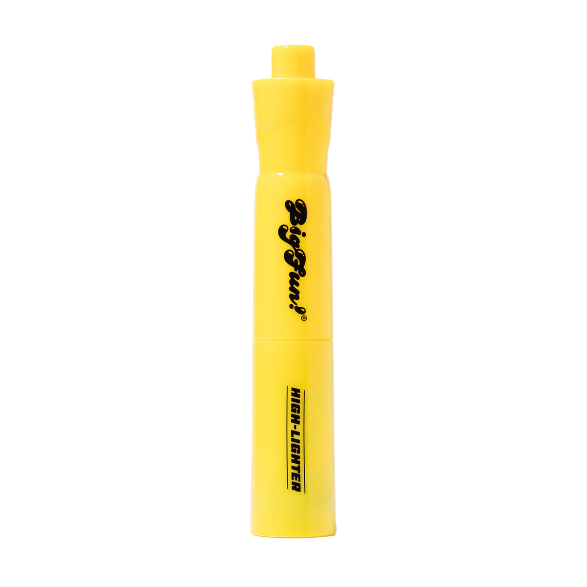 Yellow highlighter vape pen with visible branding on a white background
