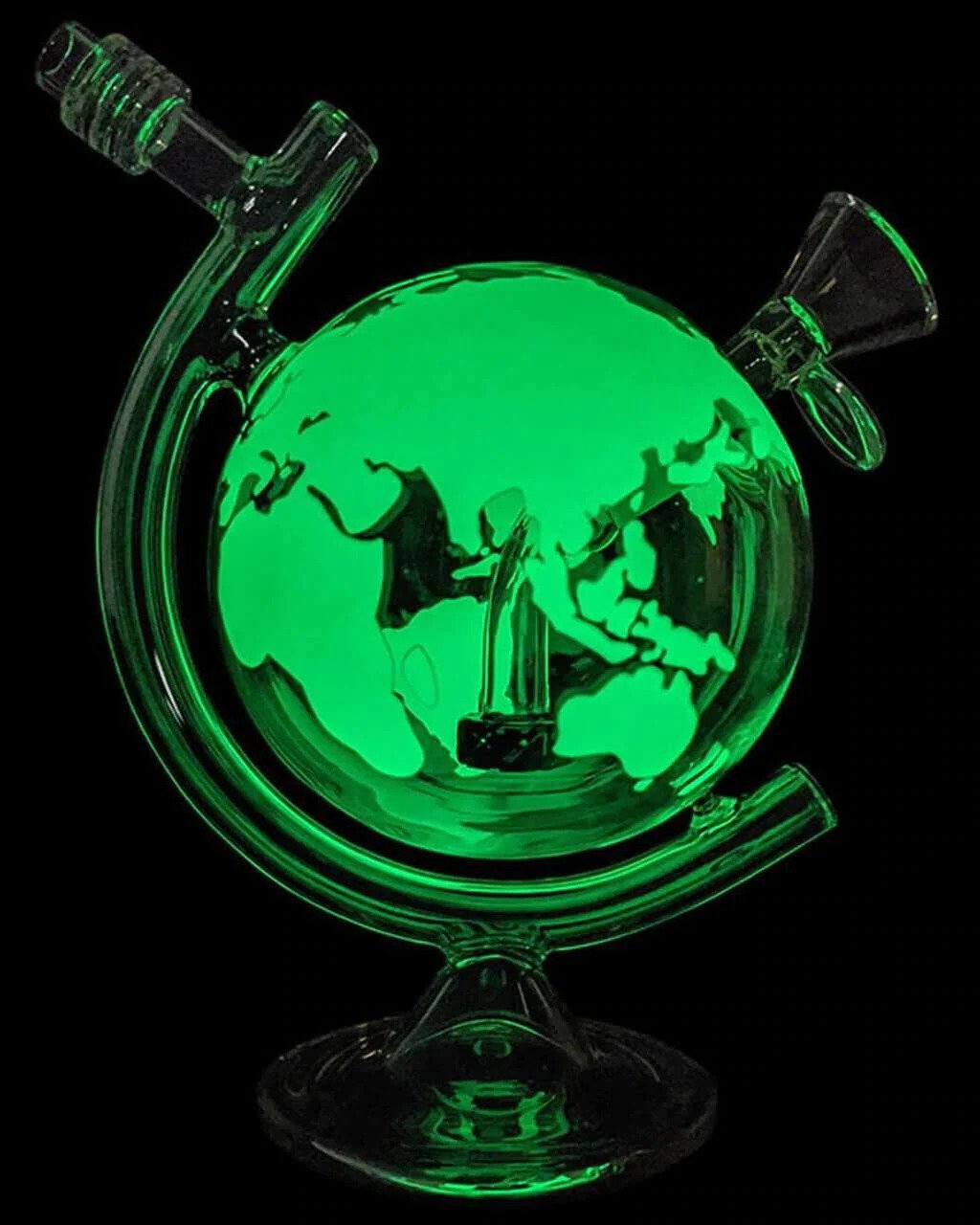 8&quot; World Globe Bong - Glow In The Dark