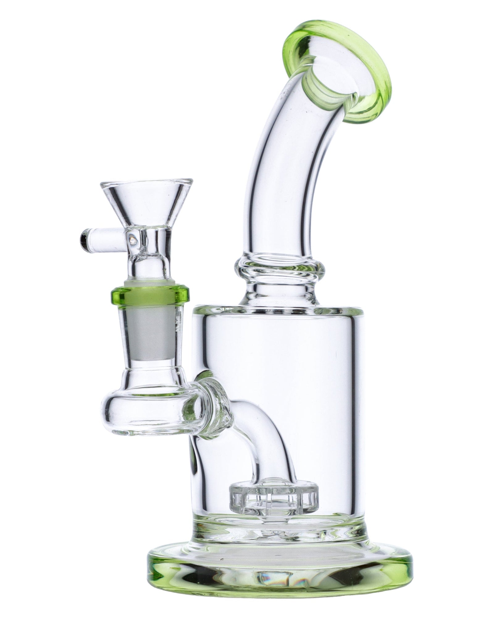 6” Bent Neck Matrix Perc Water Pipe - Light Green Valiant