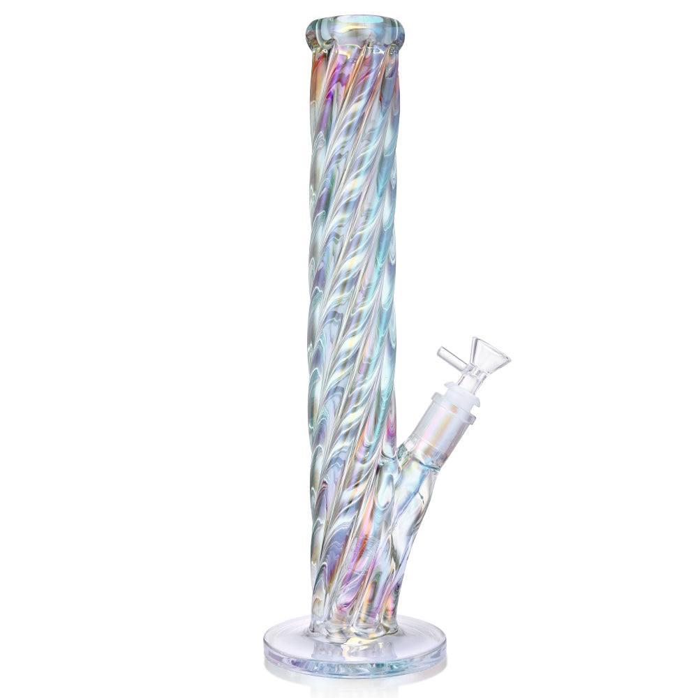 XL Iridescent Twisted Glass Bong | 16 IN