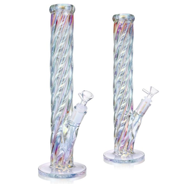 XL Iridescent Twisted Glass Bong | 16 IN