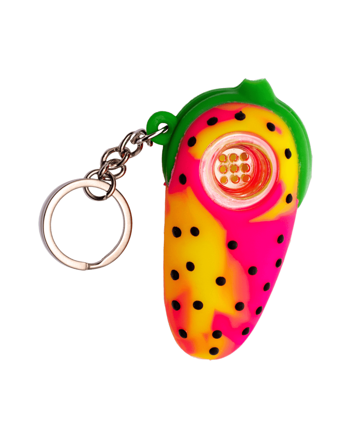 Pink Silicone Strawberry Keychain Hand Pipe
