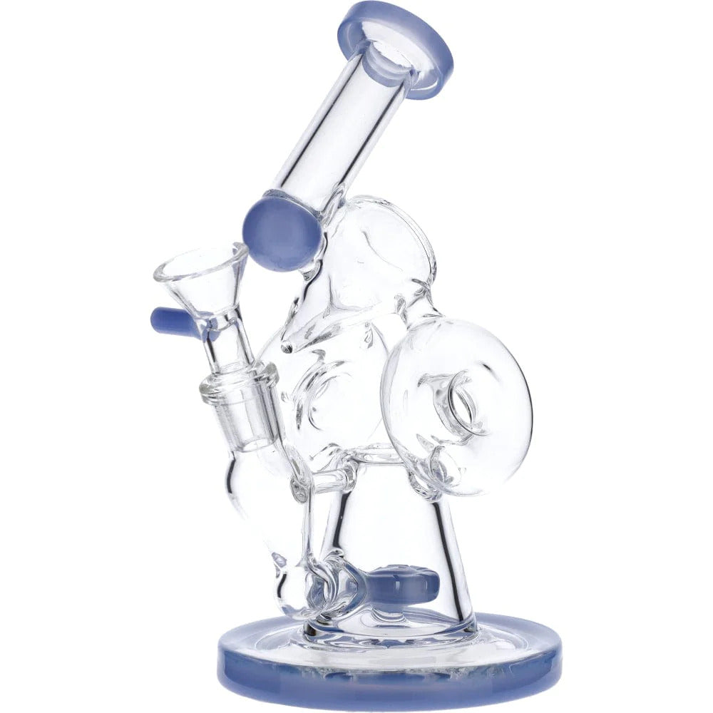 7" Hourglass Base Water Pipe - Milky Blue Valiant