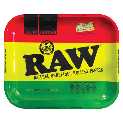 Large Metal Rolling Tray Rasta RAW